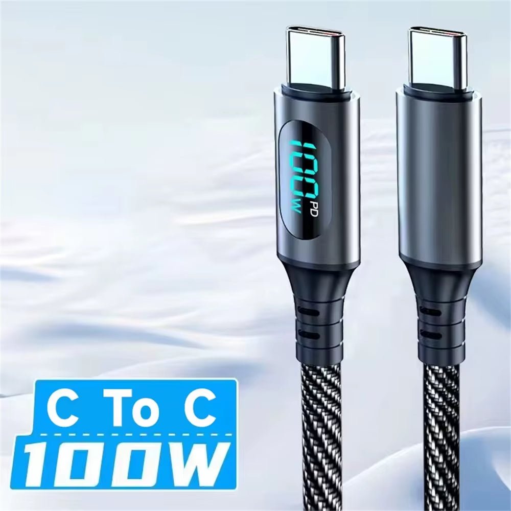 120W 6A USB-A to USB-C Fast Charging Cable with LED Digital Display – Nylon Braided Data Cable for Xiaomi, POCO & Samsung - Bryans Products