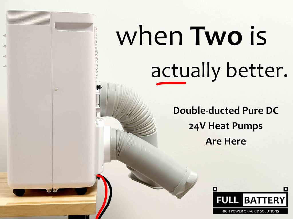 24V Pure DC Portable, Battery/Solar Air Conditioner & Heater (heat pump, 12,000 BTU/h)