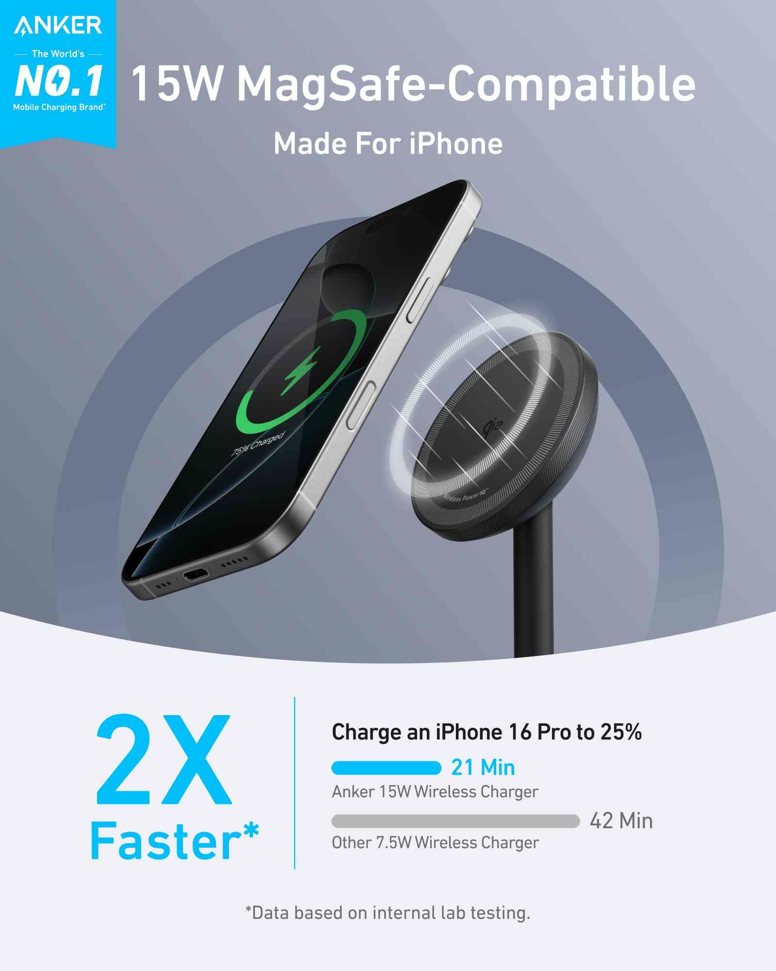 Anker MagGo Wireless Charger (Stand) with Adapter and Cable BOA
