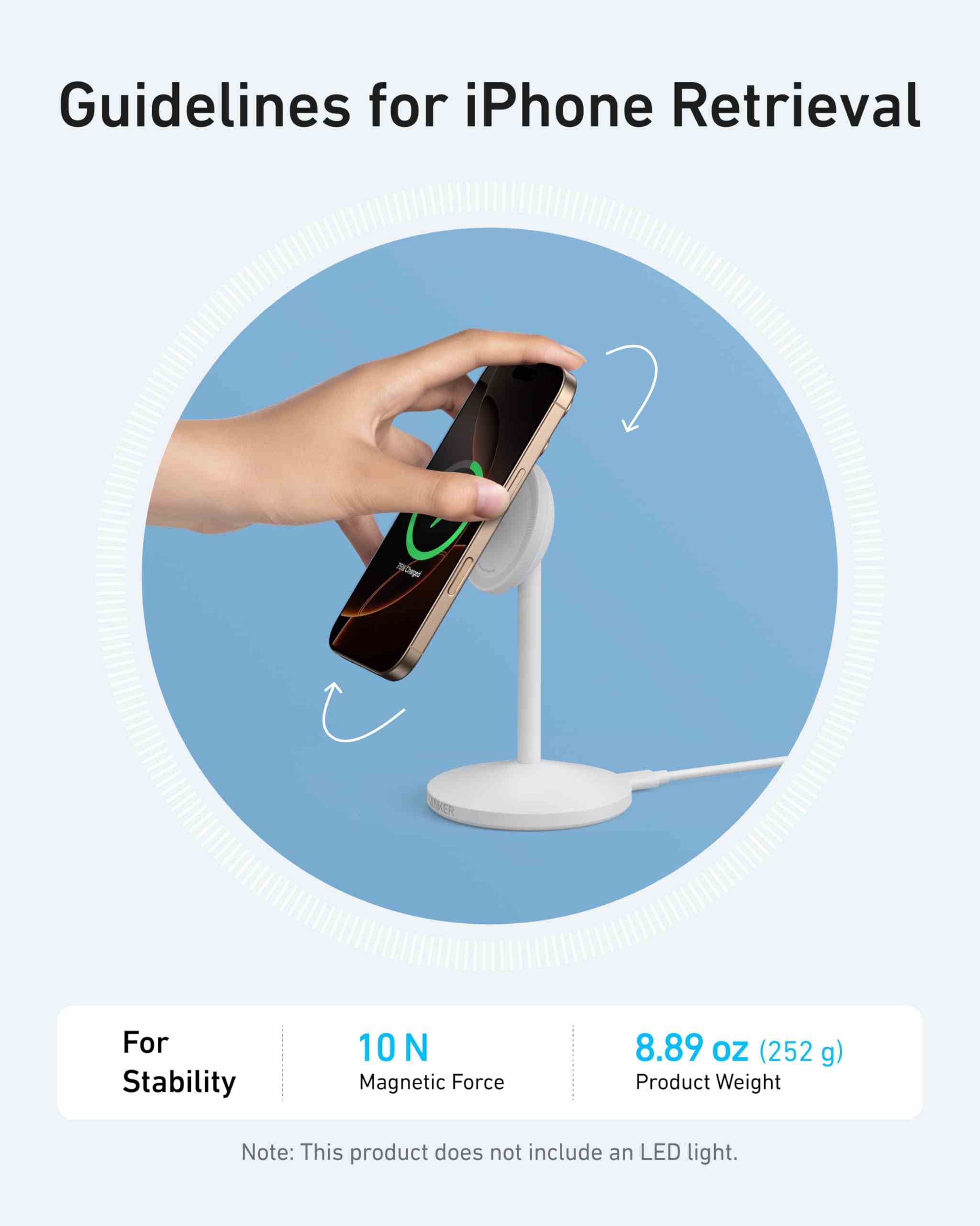 Anker MagGo Wireless Charger (Stand) with Adapter and Cable BOA