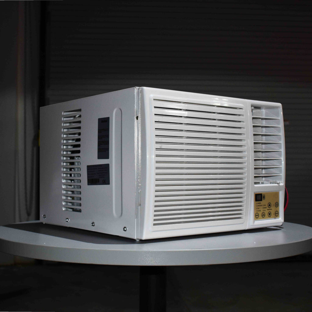 24V DC window air conditioner and heater unit designed for off-grid battery operation