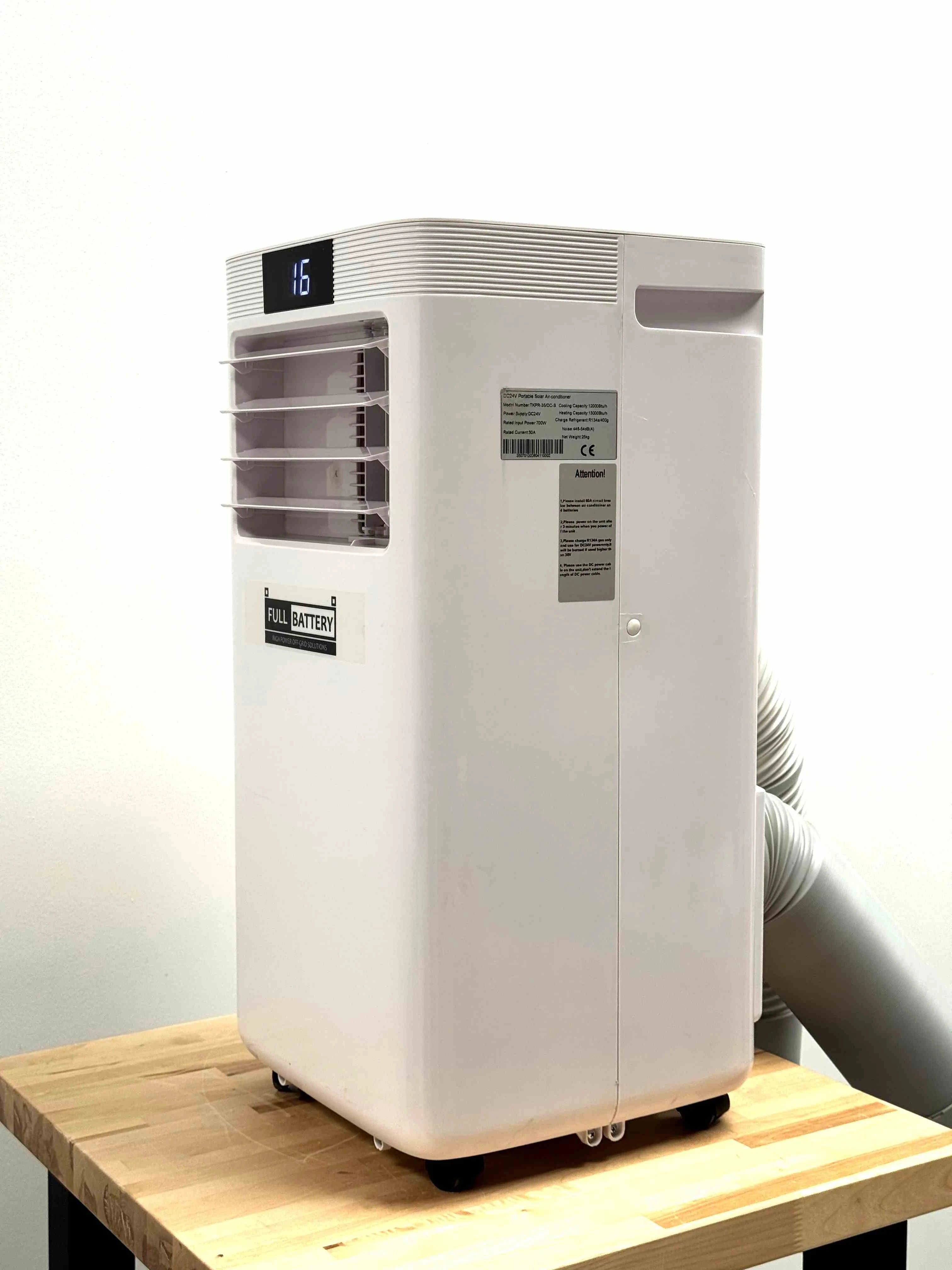 24V Pure DC Portable, Battery/Solar Air Conditioner & Heater (heat pump, 12,000 BTU/h)