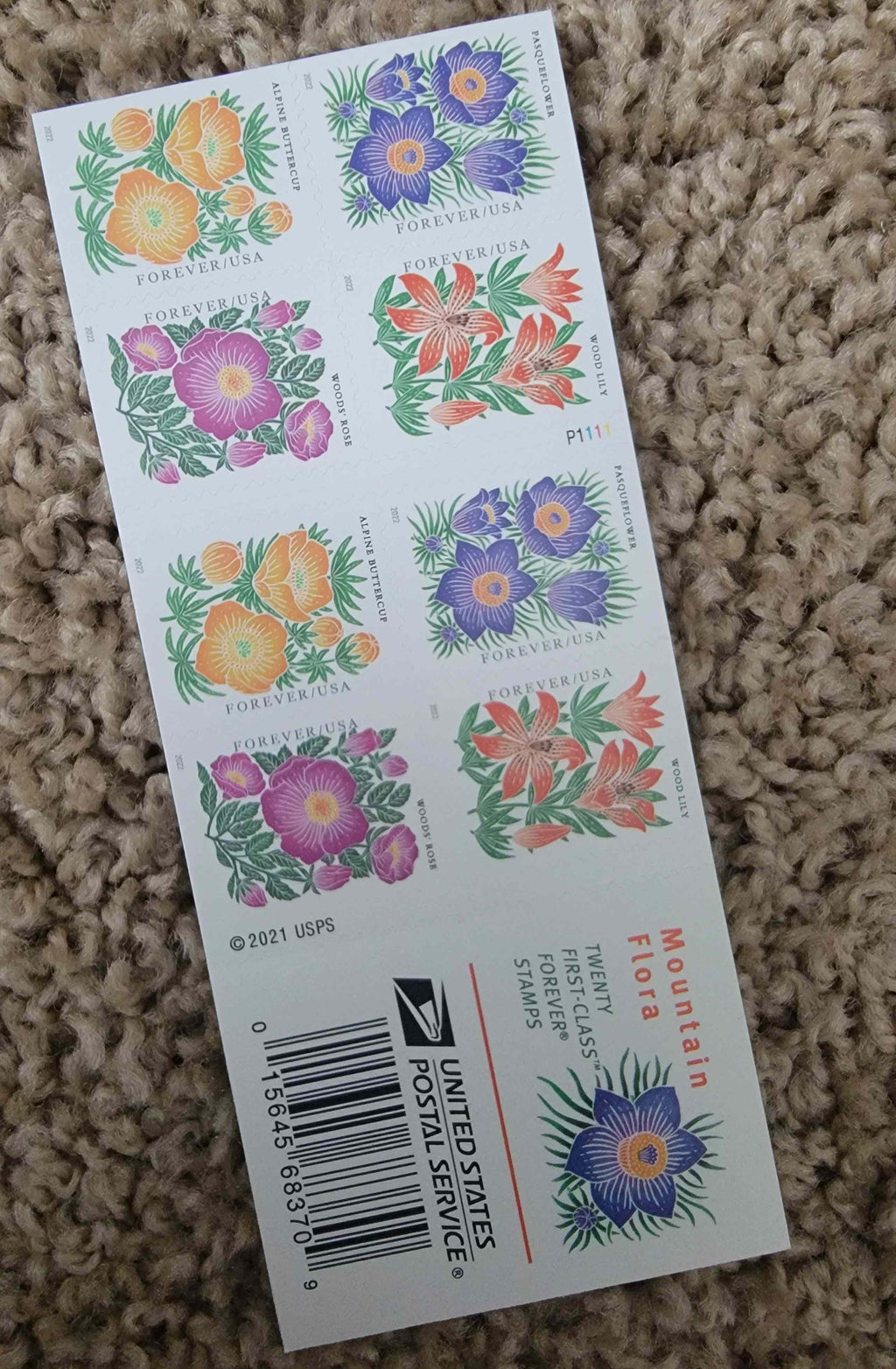 USA Forever Mountain Flora Booklet Of 20 Stamps