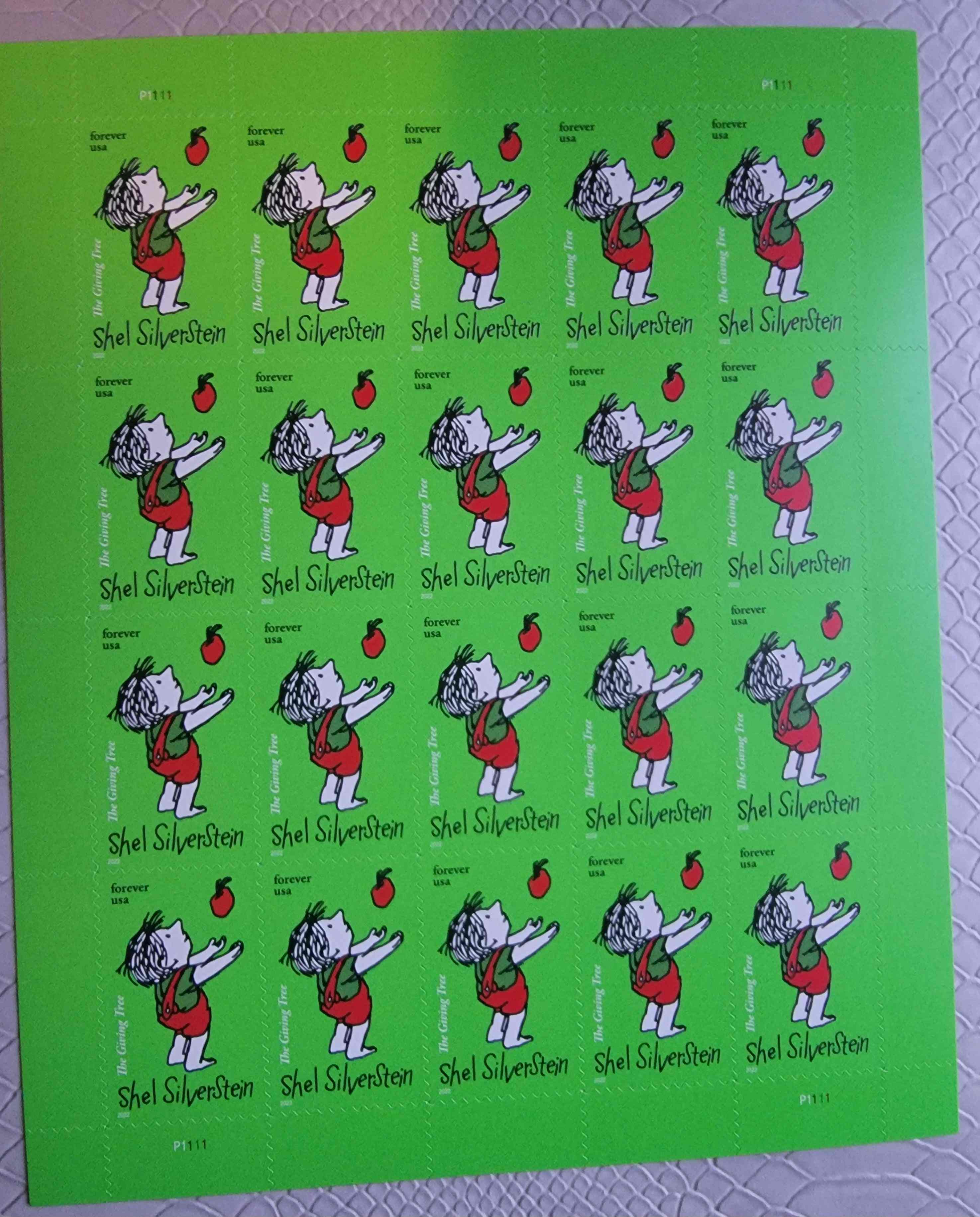 The Giving Tree 2022 Shel Silverstein collectible USA stamps set of 20