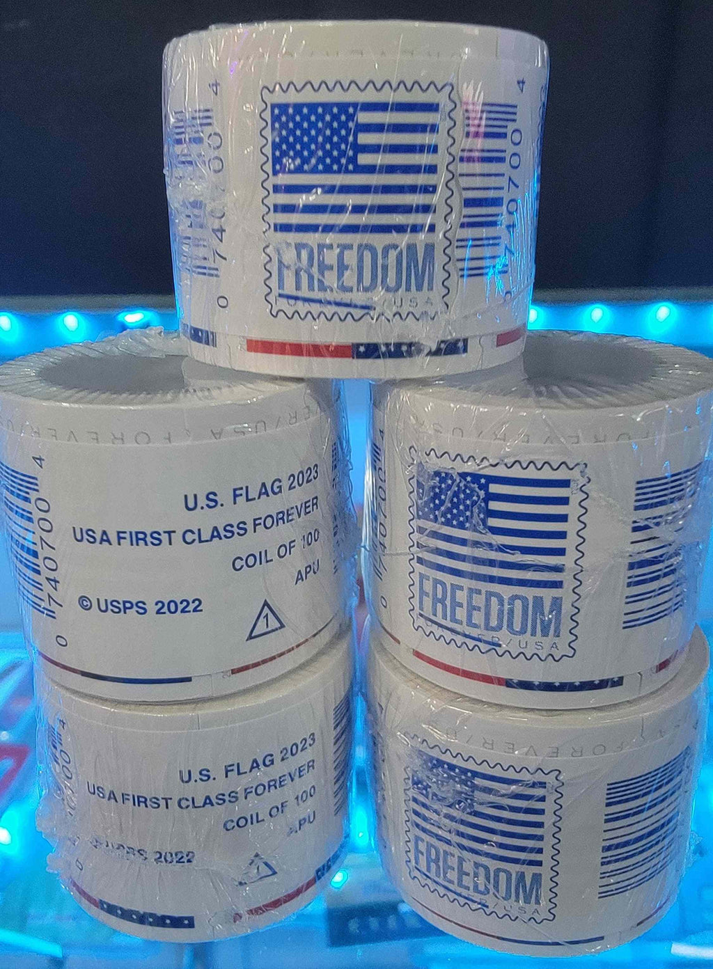 Roll of 100 USA Flag Forever Stamps sealed and new from 2019-2025