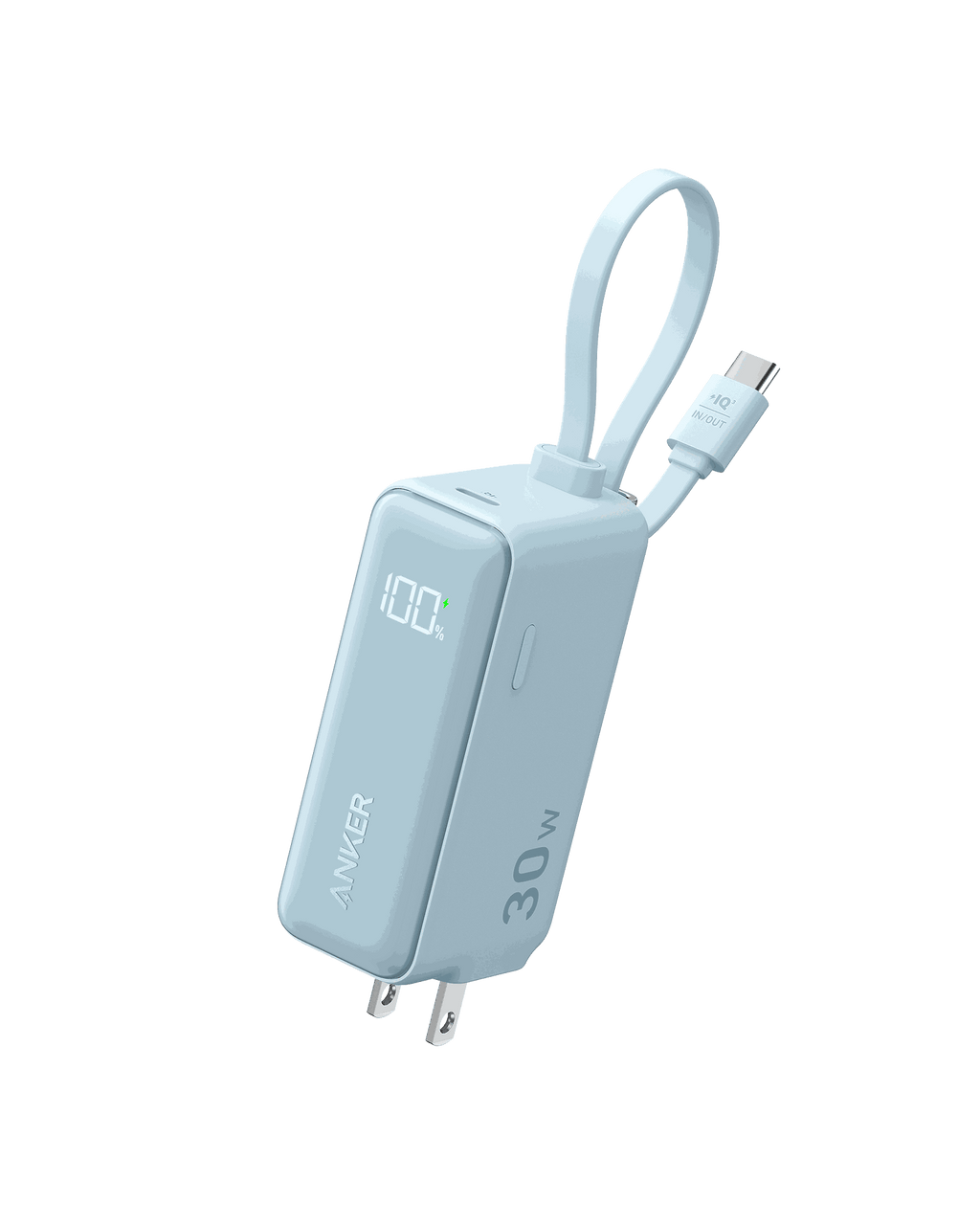 Anker Power Bank (30W, 5k,  Fusion, Built-In USB-C Cable)