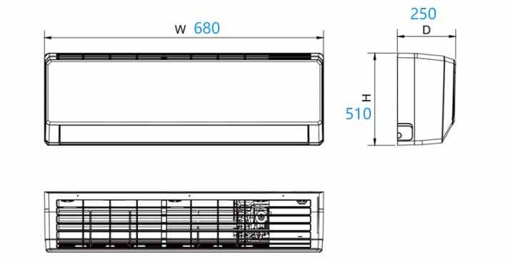 7000 BTU/h Compact Pure DC Mini Split Heat Pump w/ bracket