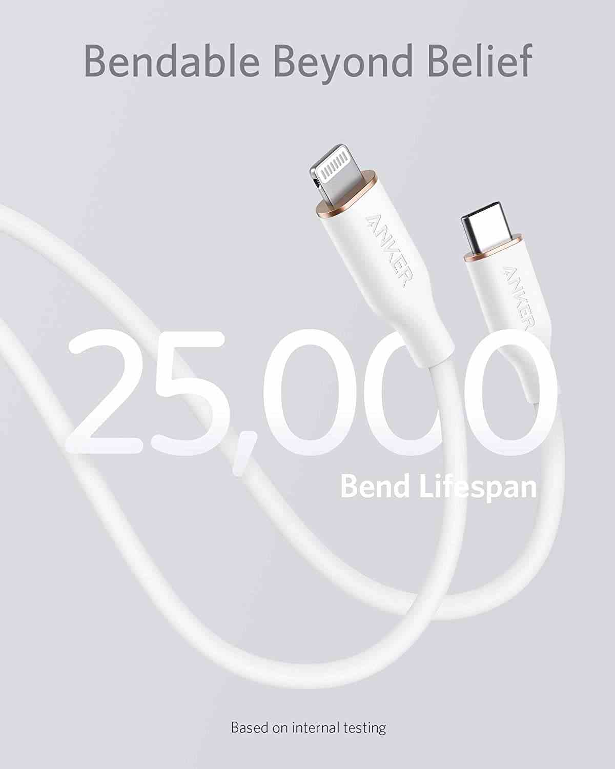 Anker <b>641</b> USB-C to Lightning Cable (Flow, 3 ft Silicone)
