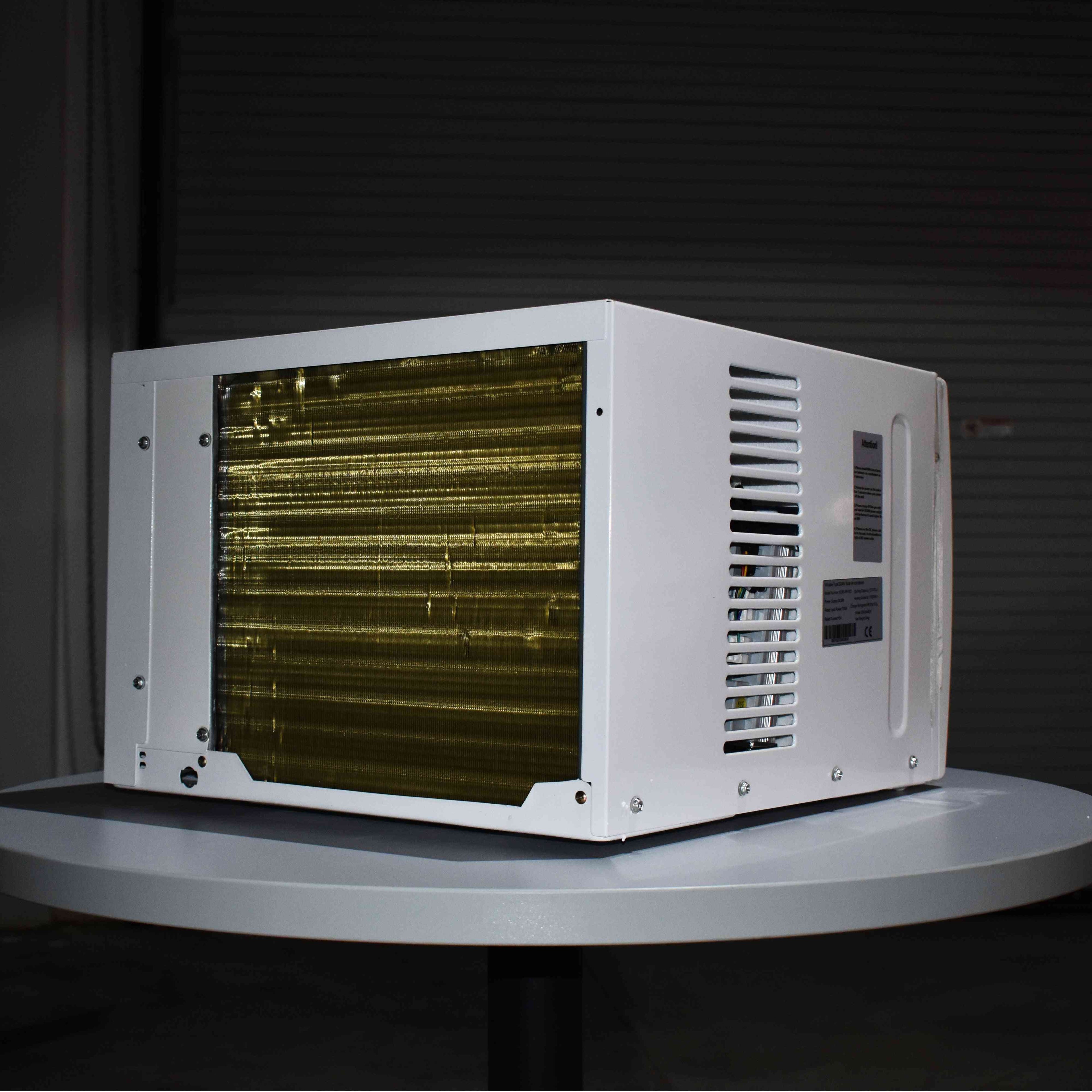 48V DC window air conditioner and heater unit with Panasonic compressor and BLDC fans