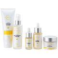 Diagram illustrating 5 steps to perfect skin using Clear Up line for oily and blemish-prone skin