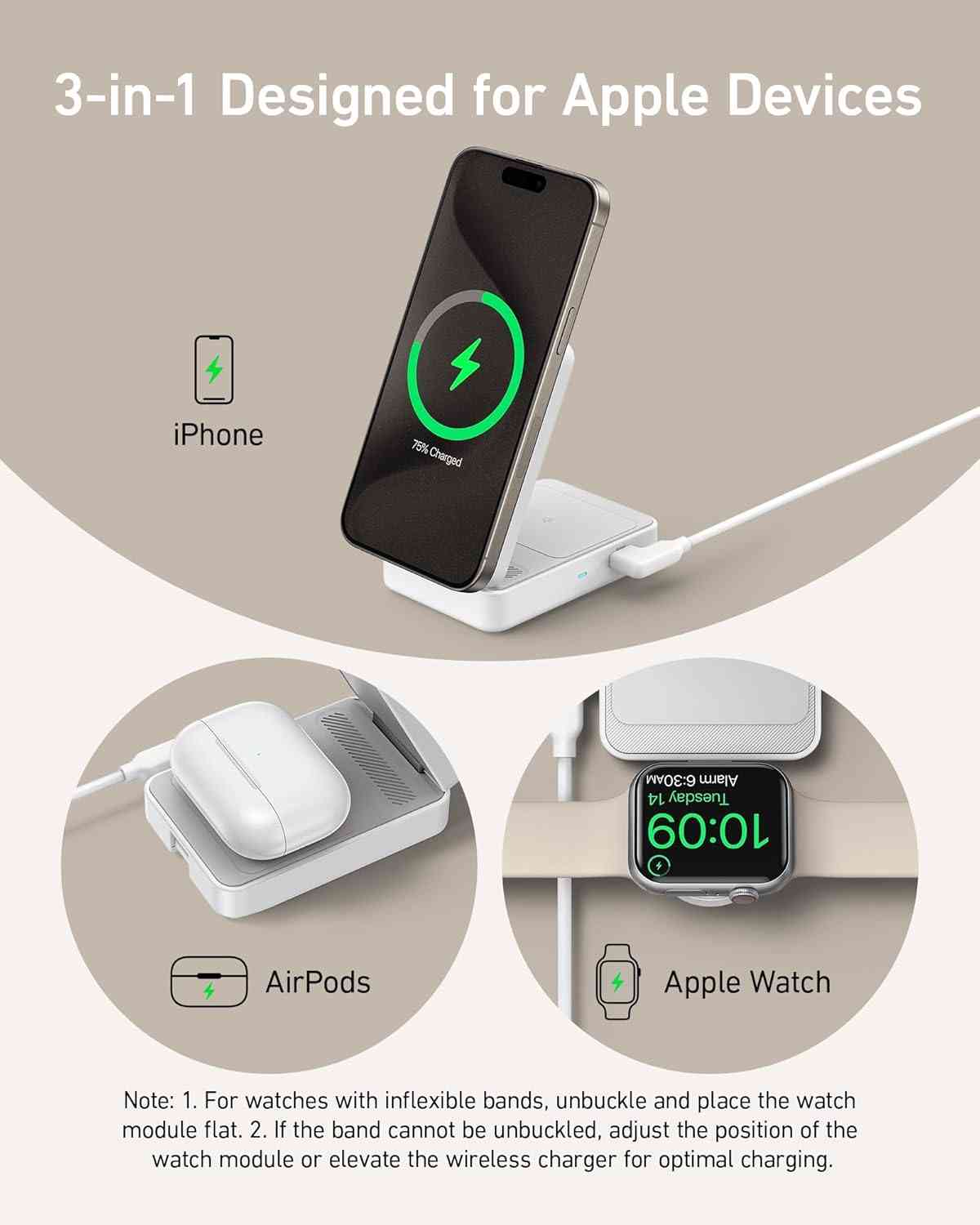 Anker MagGo Wireless Charging Station (Foldable 3-in-1)