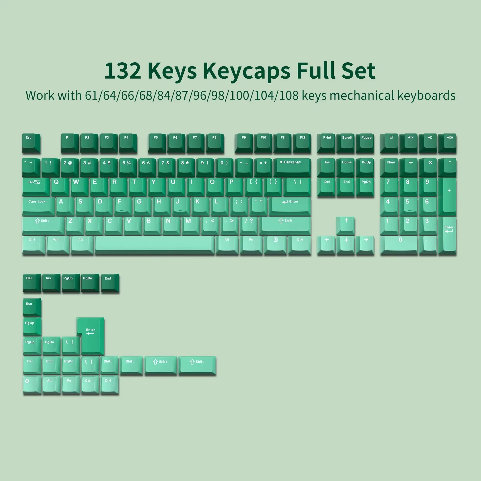 168 Keys Double Shot PBT Keycap Custom Keycap Cherry Profile Keyboard Keycaps for Cherry Gateron MX Switches Gaming Keyboard