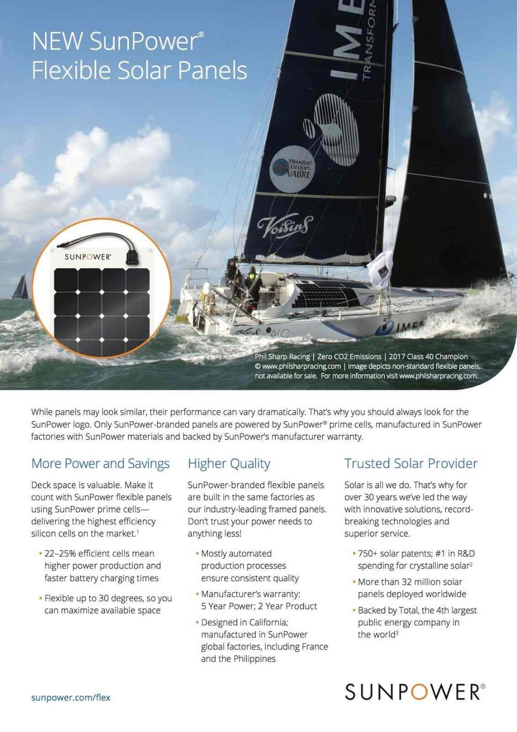 Sunpower 100W Flexible Solar Panel with Maxeon Technology cells