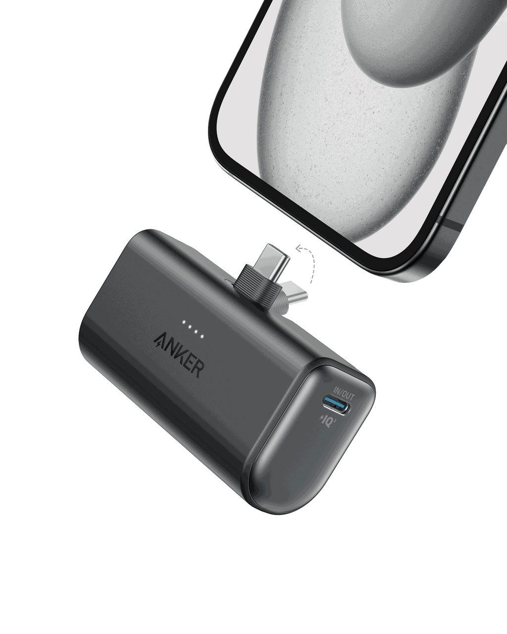 Anker Nano Power Bank with 22.5W dual USB-C ports and foldable USB-C connector compact design