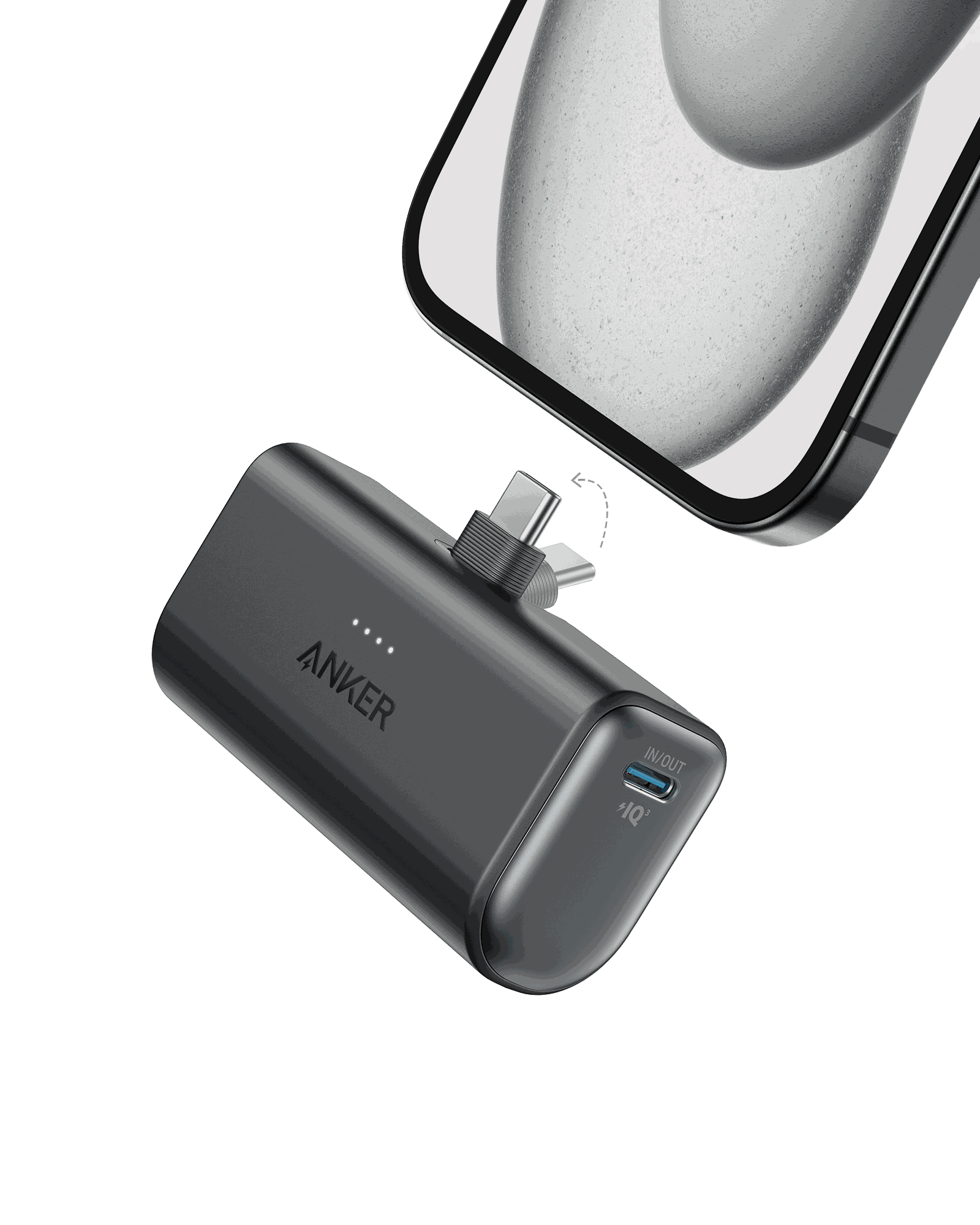 Anker Nano Power Bank with 22.5W dual USB-C ports and foldable USB-C connector compact design