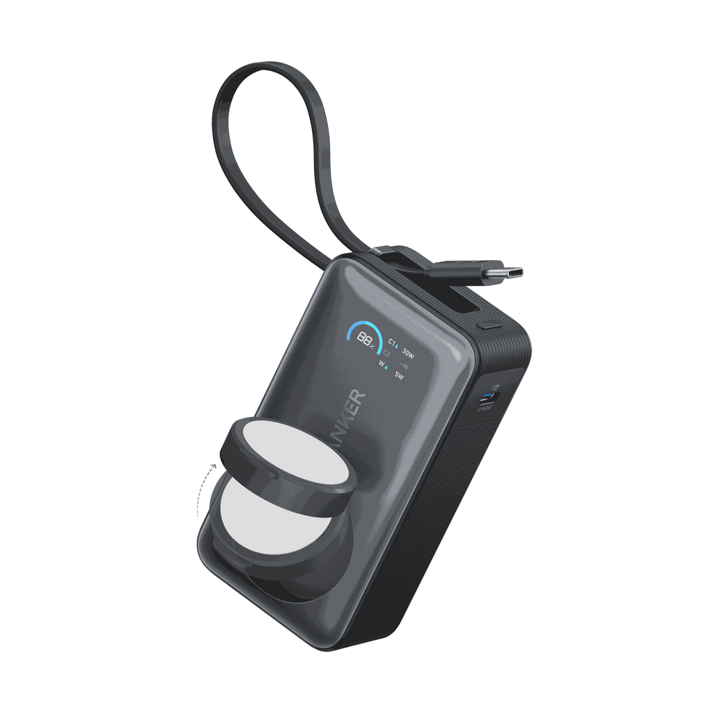 Anker MagGo Power Bank 10K 35W compact Apple Watch charger with built-in USB-C cable