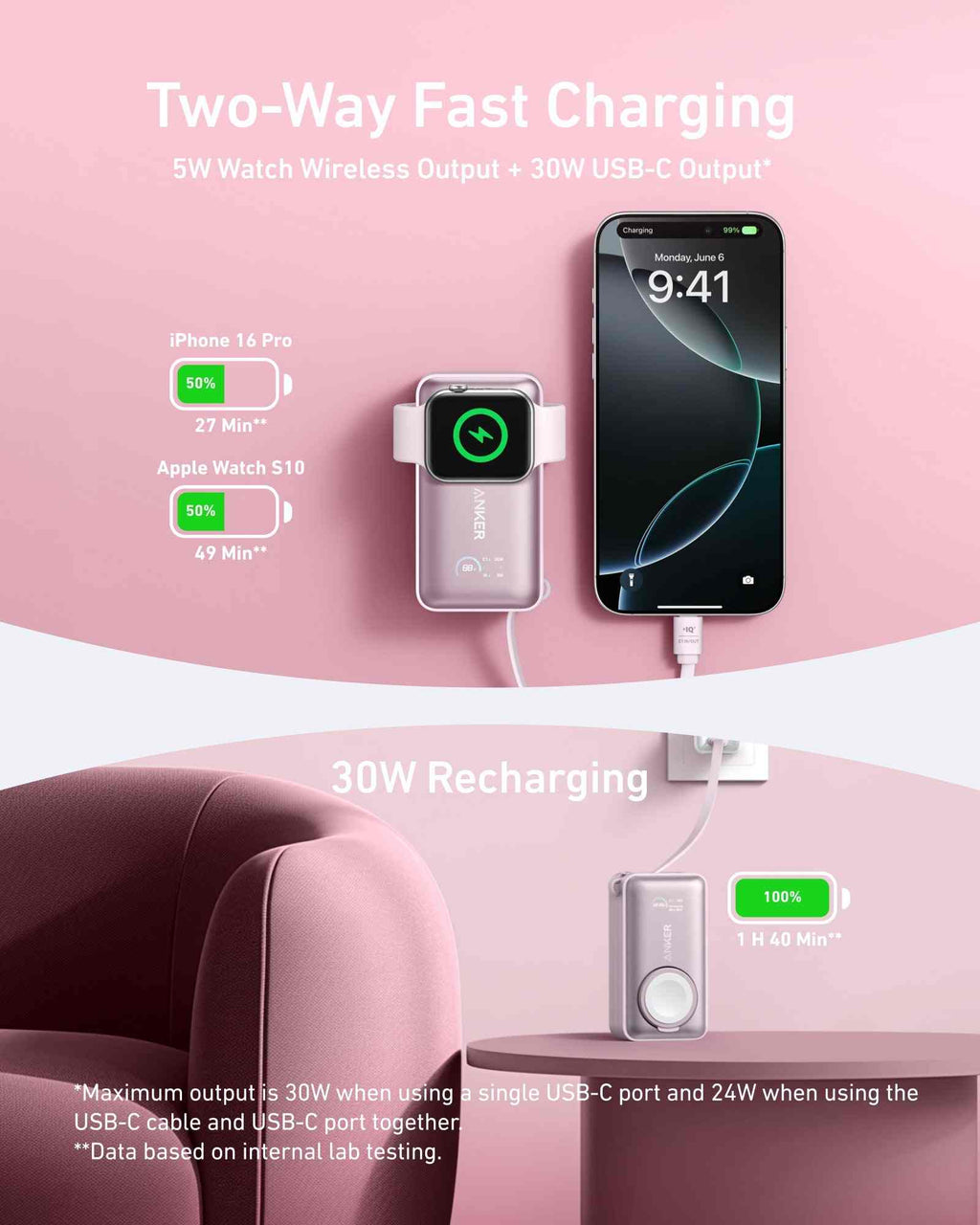 Anker MagGo Power Bank (10K, 35W, For Apple Watch)