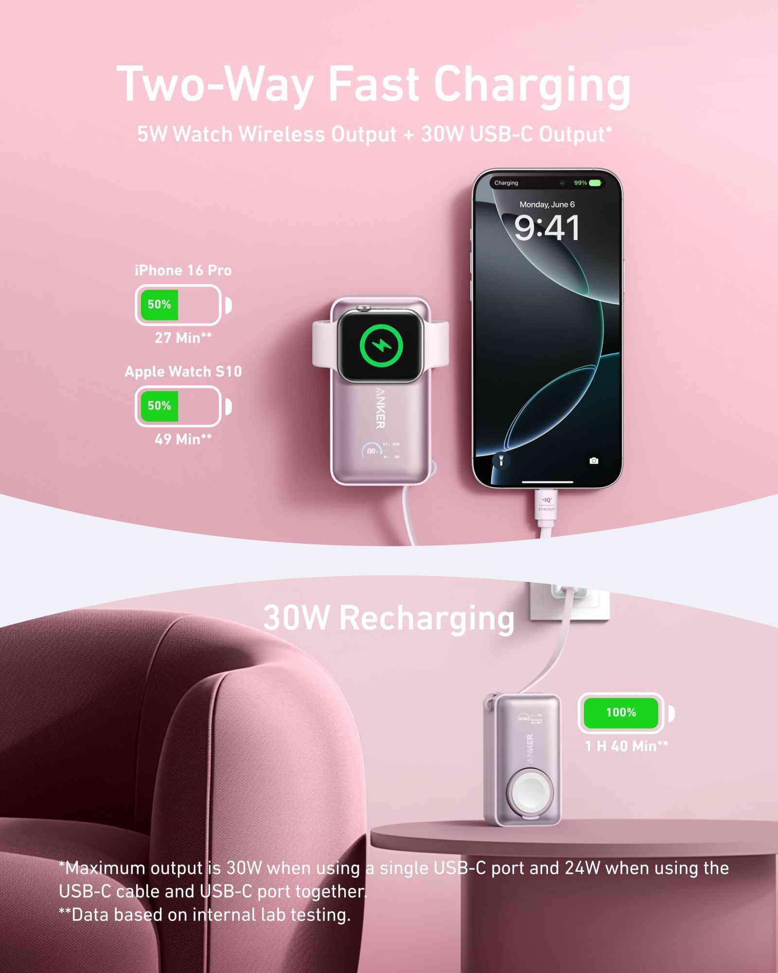 Anker MagGo Power Bank (10K, 35W, For Apple Watch)