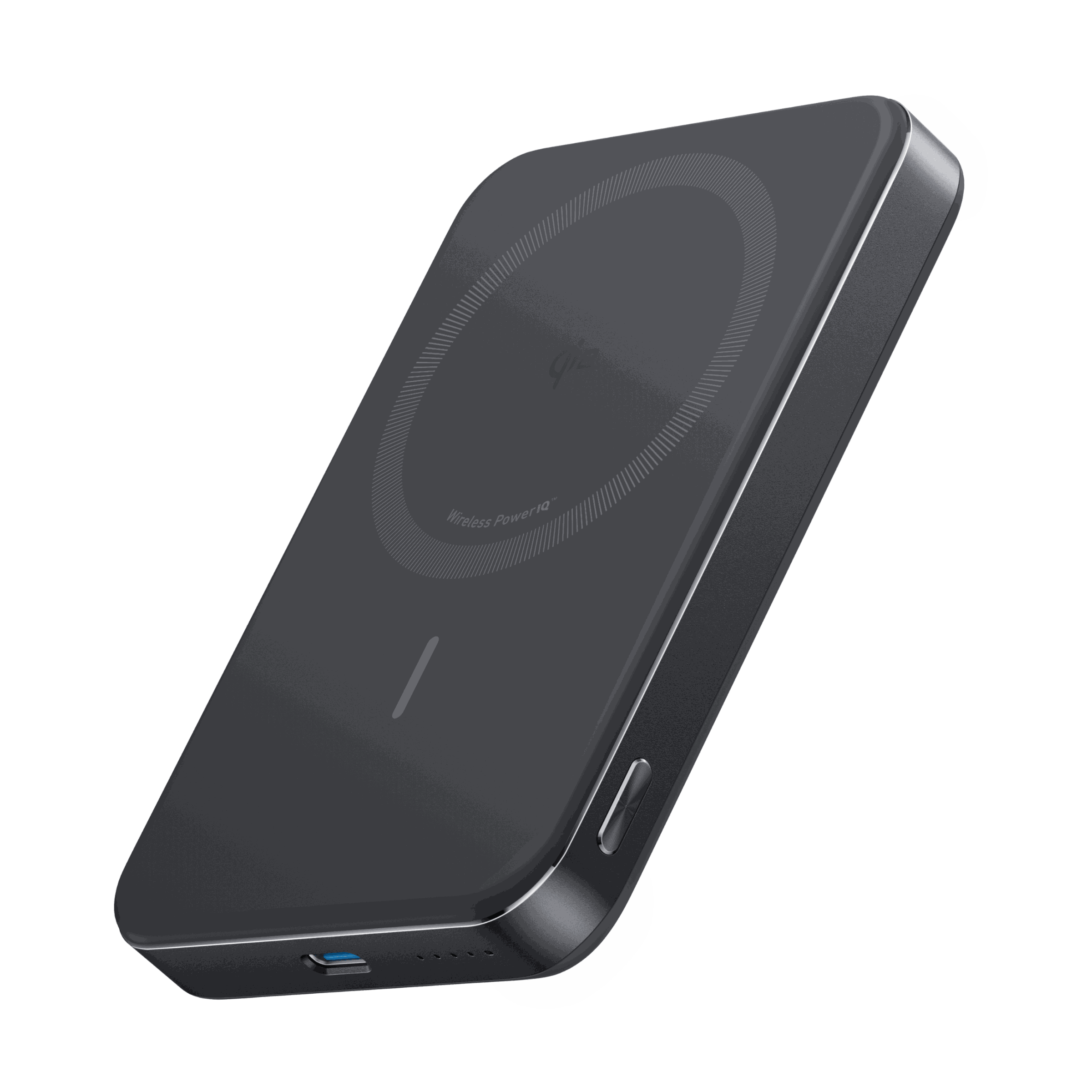 Slim Anker MagGo Power Bank 10K with wireless Qi charging and USB-C port in matte finish