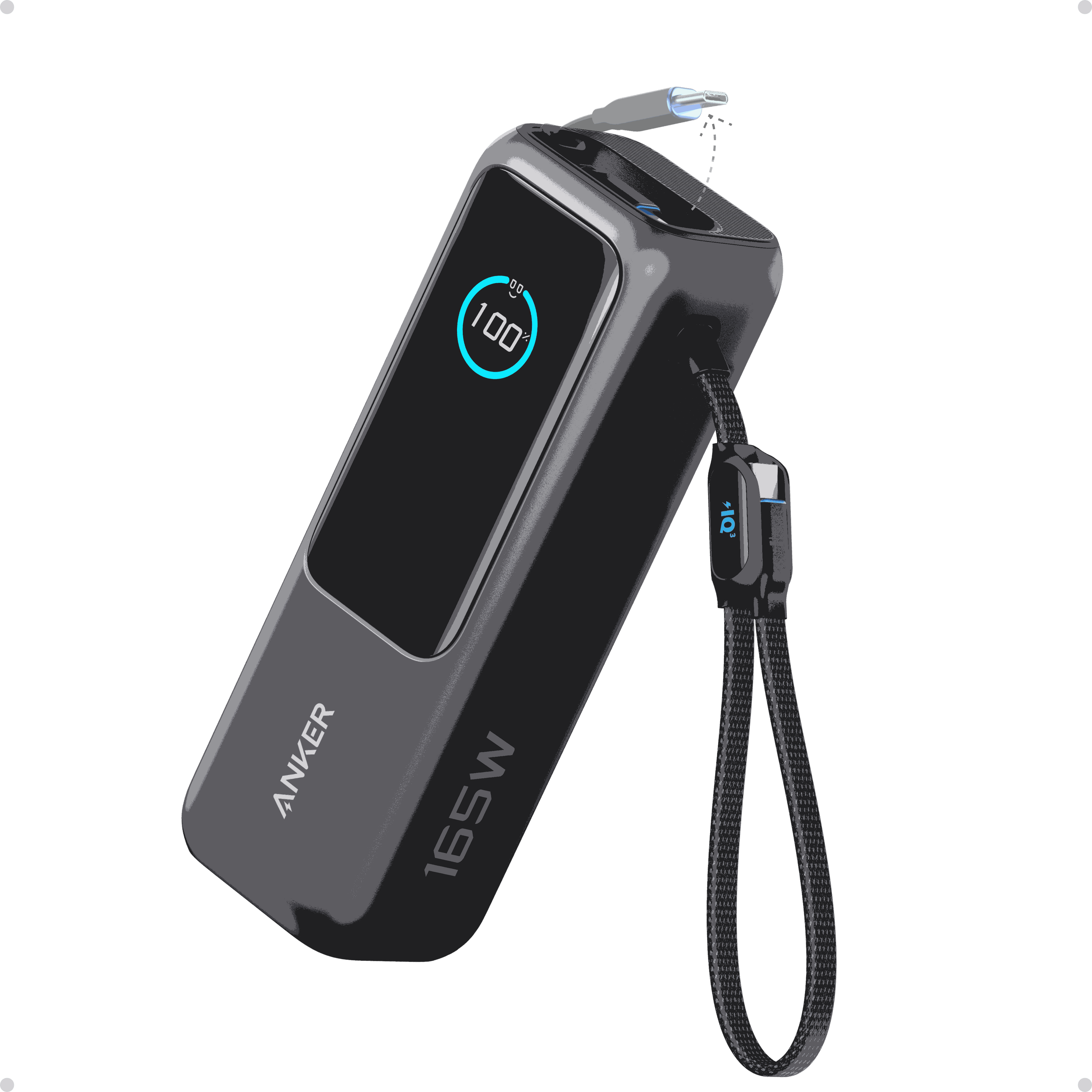 Anker Laptop Power Bank 25,000mAh with triple 100W USB-C ports and built-in retractable cables for multi-device charging