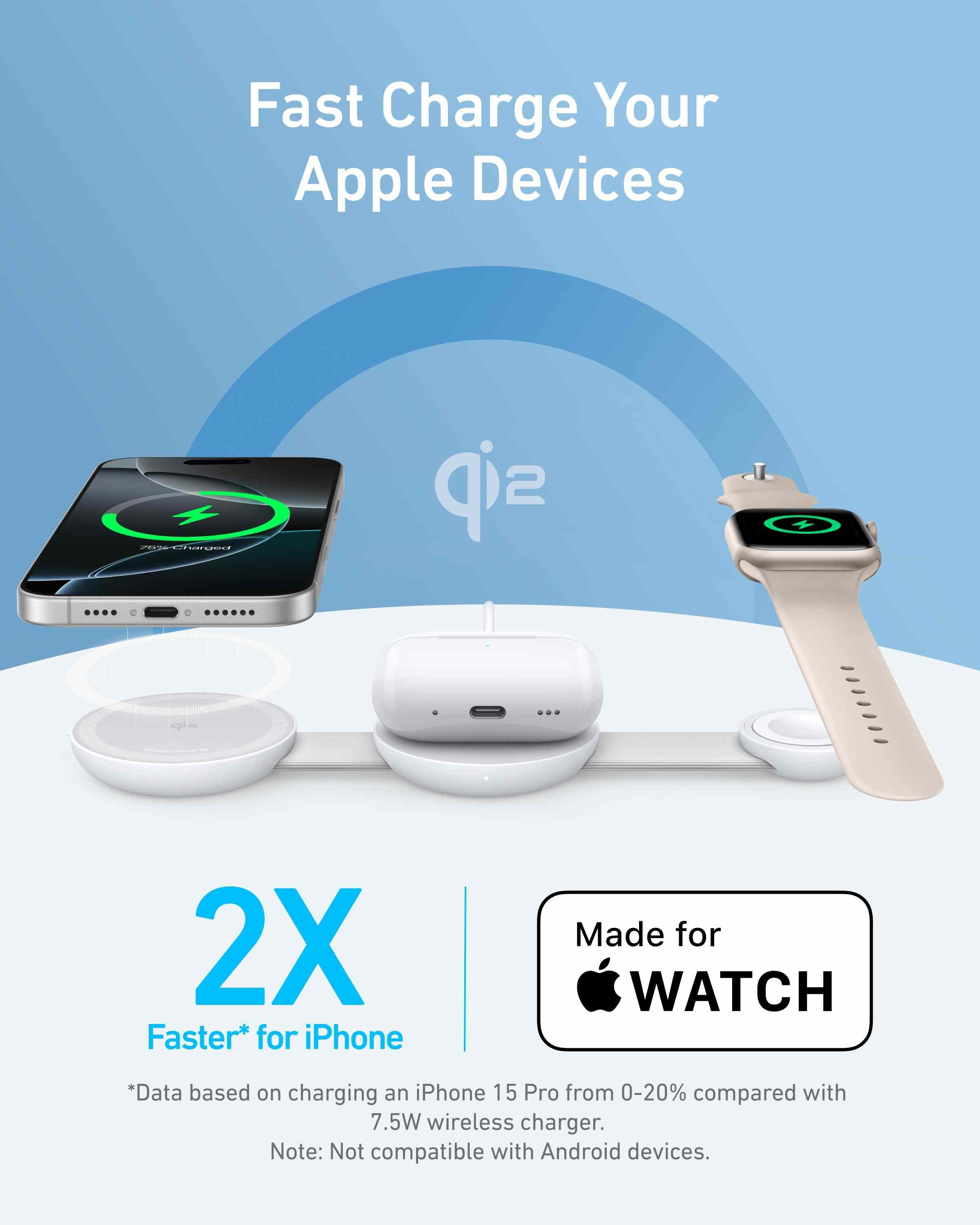 Anker MagGo Wireless Charging Station (3-in-1, Foldable Pad)