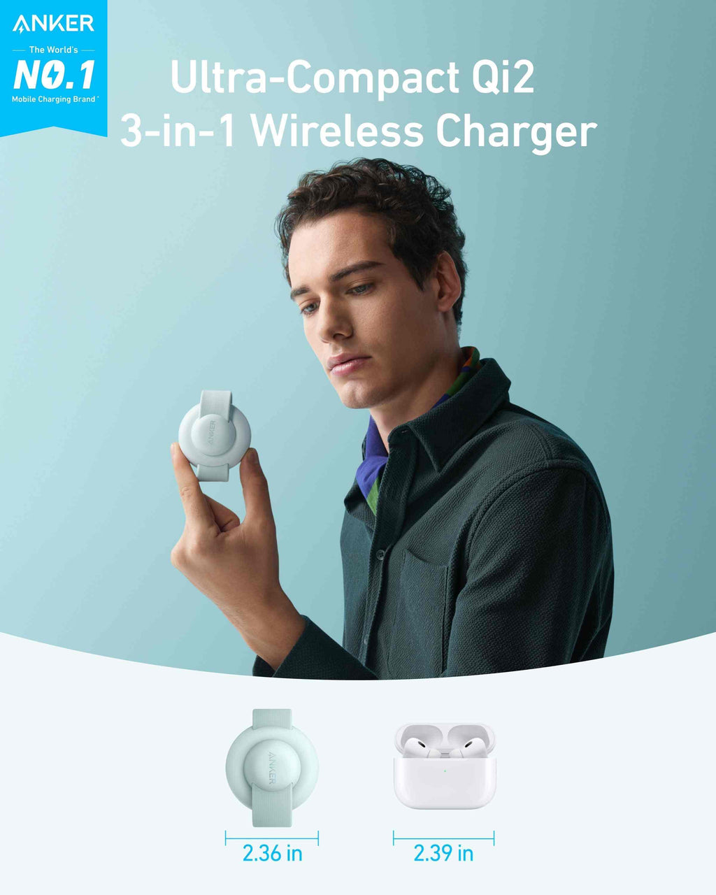 Anker MagGo Wireless Charging Station (3-in-1, Foldable Pad)