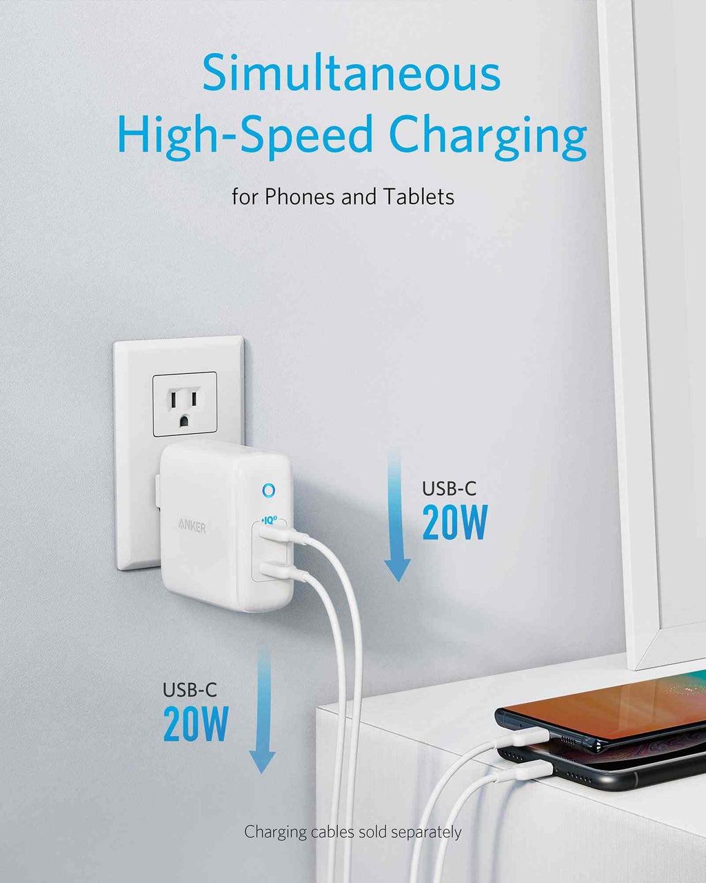 Anker 324 Charger 40W compact fast charger with foldable plug and safety features