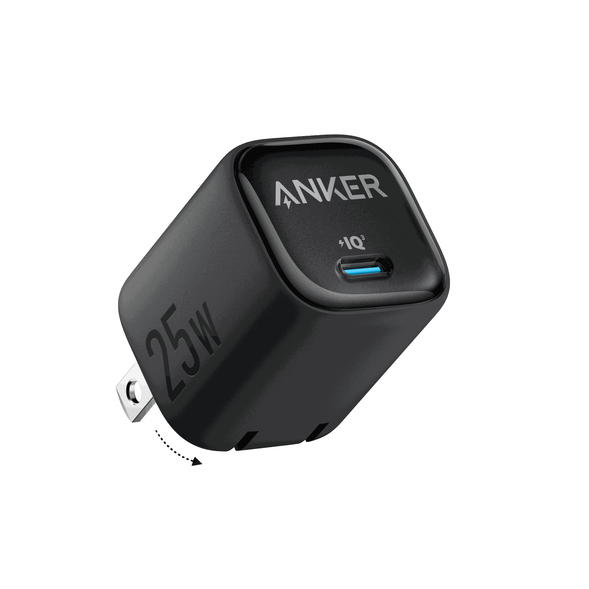 Compact Anker Charger 25W with foldable plug and safety features for fast Samsung device charging
