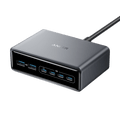 Anker Prime Charger 200W 6-port GaN fast charging station powering multiple devices simultaneously with safety features