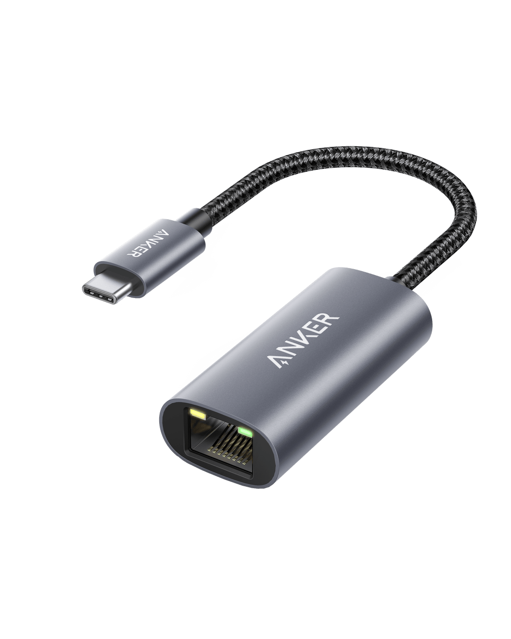 Anker PowerExpand USB-C to Gigabit Ethernet Adapter with sleek aluminum body and braided cable for fast 1 Gbps internet connection