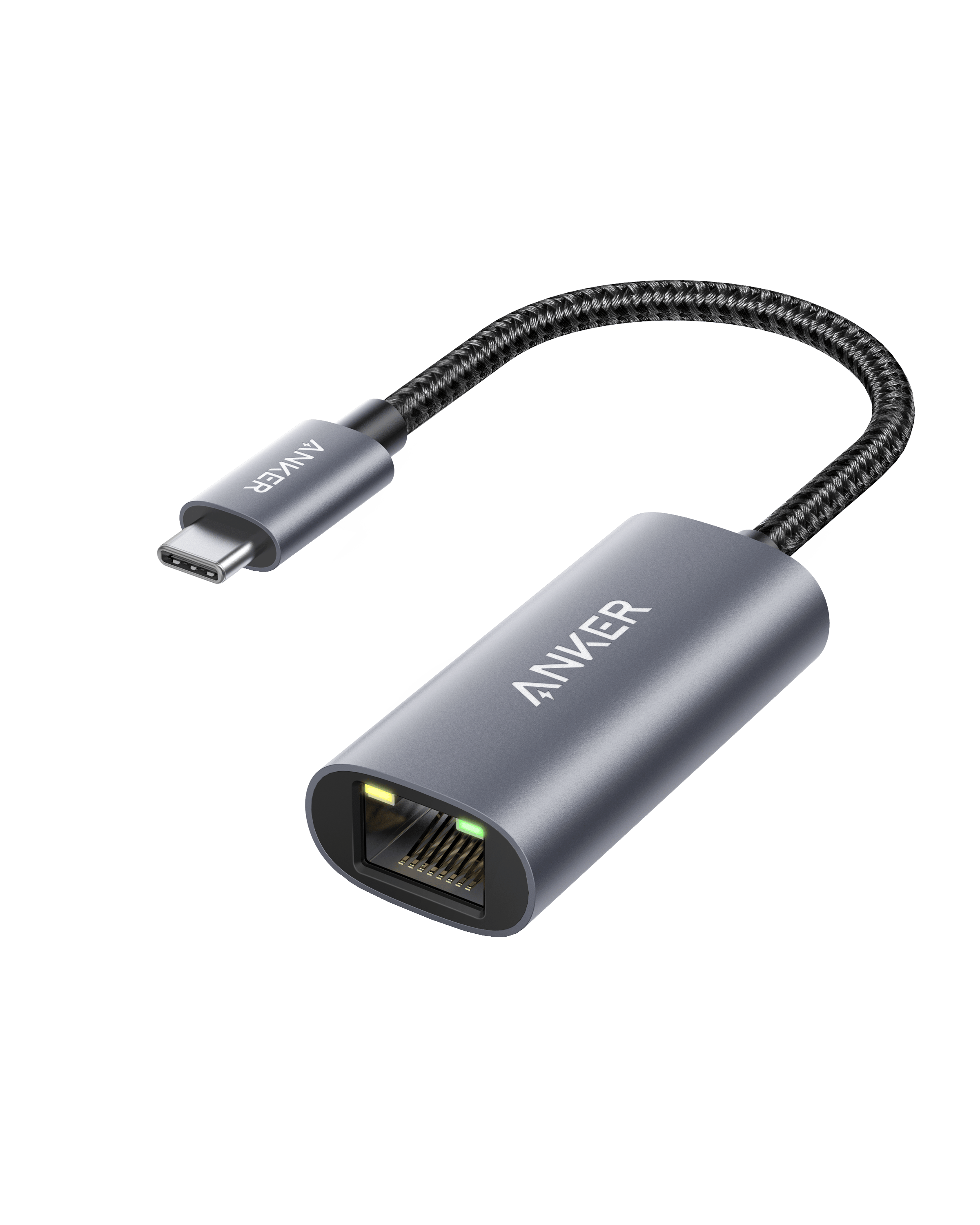 Anker PowerExpand USB-C to Gigabit Ethernet Adapter with sleek aluminum body and braided cable for fast 1 Gbps internet connection