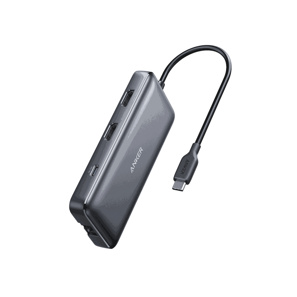 Anker 553 USB-C Hub 8-in-1 with dual HDMI, USB-C power delivery, Ethernet, and card readers