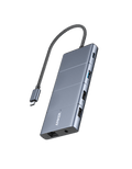 Anker 565 USB-C Hub 11-in-1 with multiple ports including USB-C, USB-A, HDMI, DisplayPort, Ethernet, SD card slots, and pass-through charging