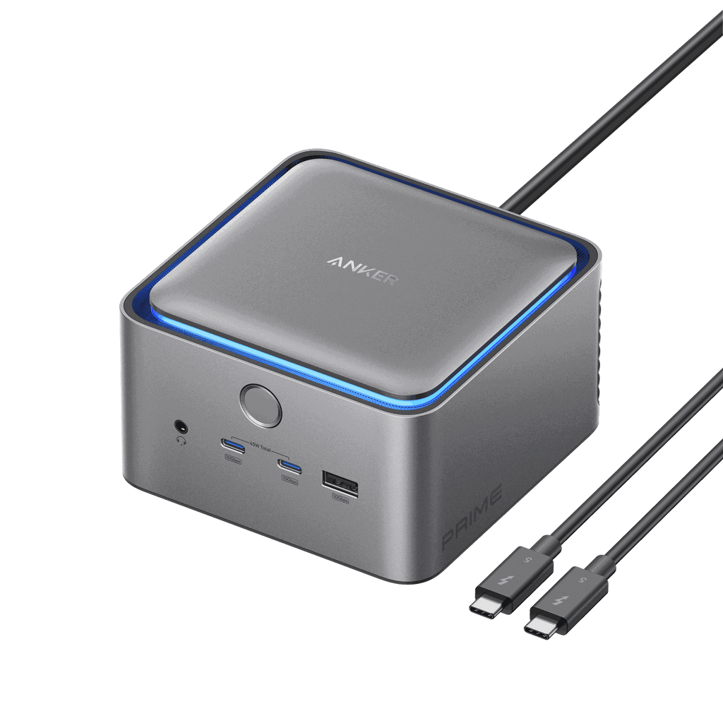 Anker Prime TB5 Docking Station 14-in-1 with Thunderbolt 5 ports, 8K dual display, fast file transfer, multiple device fast charging, and advanced cooling system