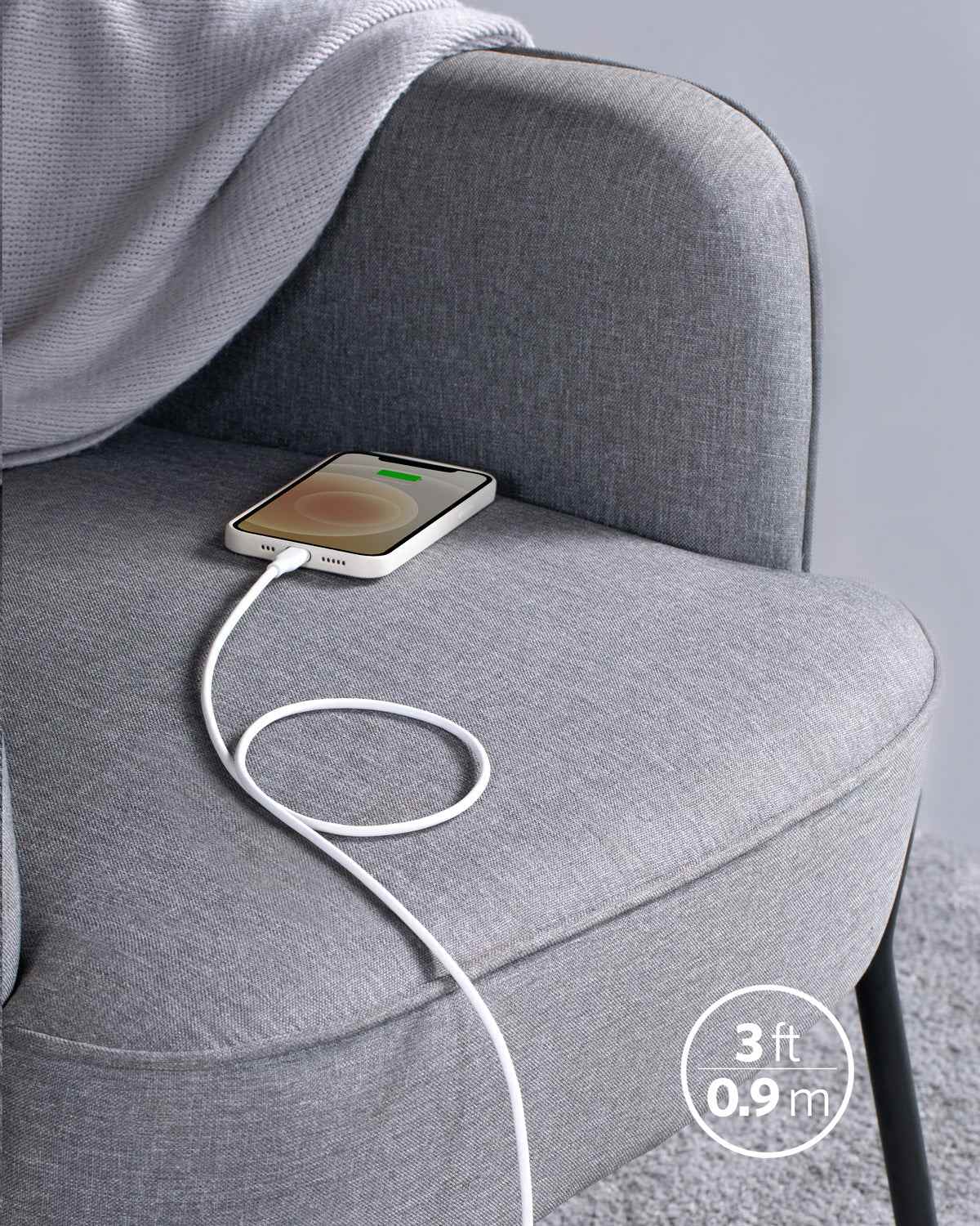 Anker <b>641</b> USB-C to Lightning Cable (Flow, 3 ft Silicone)