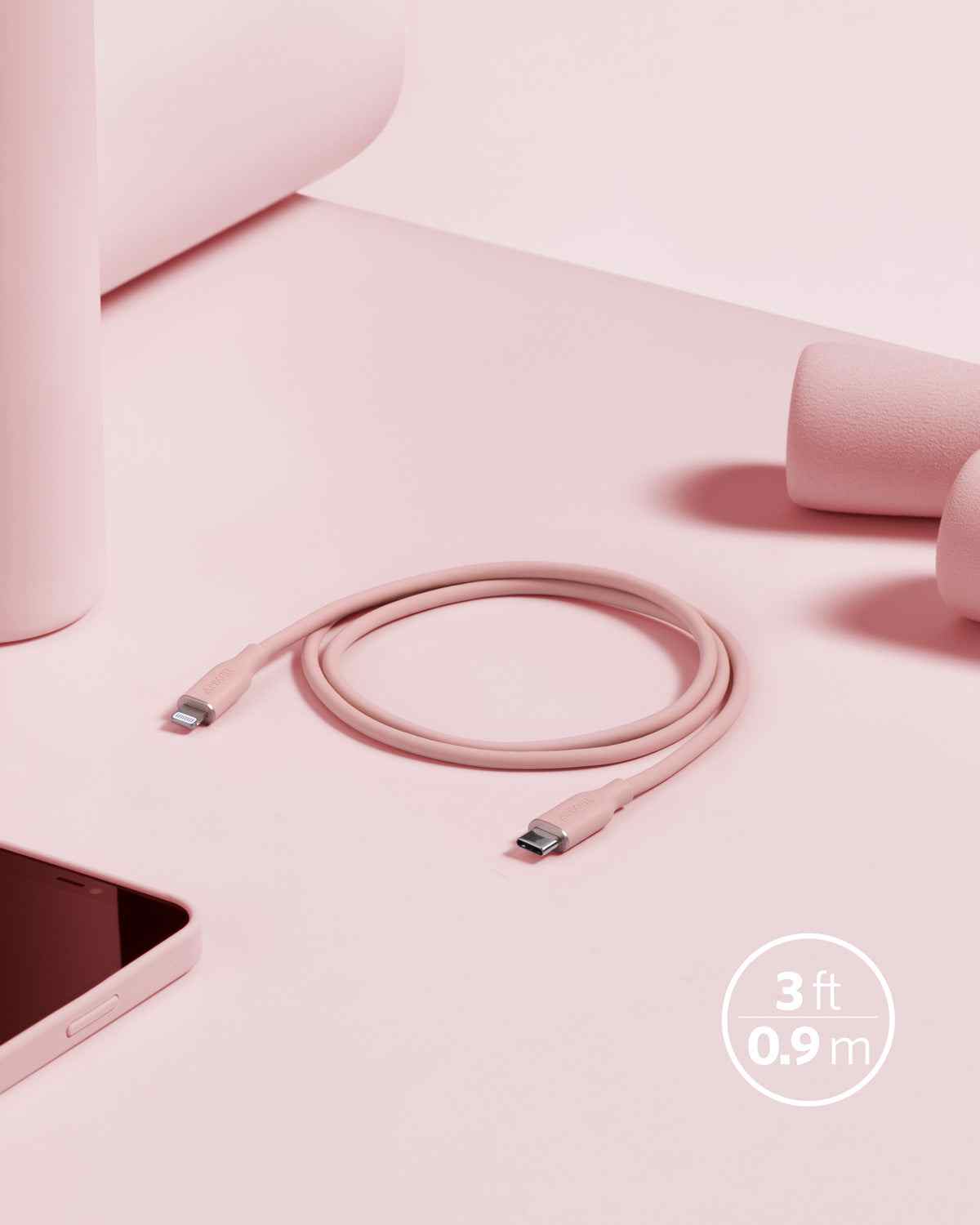 Anker <b>641</b> USB-C to Lightning Cable (Flow, 3 ft Silicone)