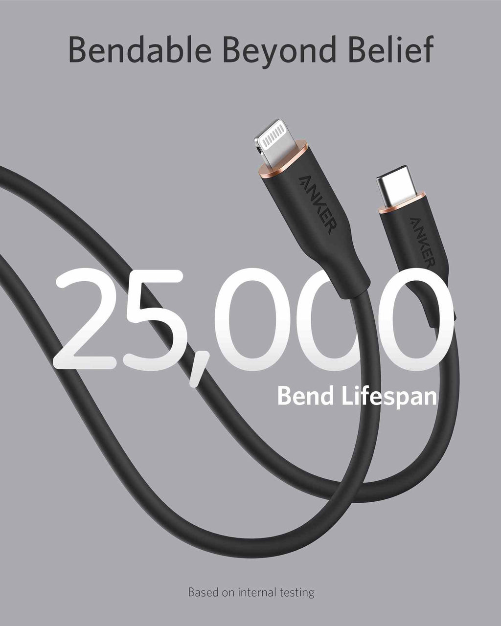 Anker <b>641</b> USB-C to Lightning Cable (Flow, 3 ft Silicone)