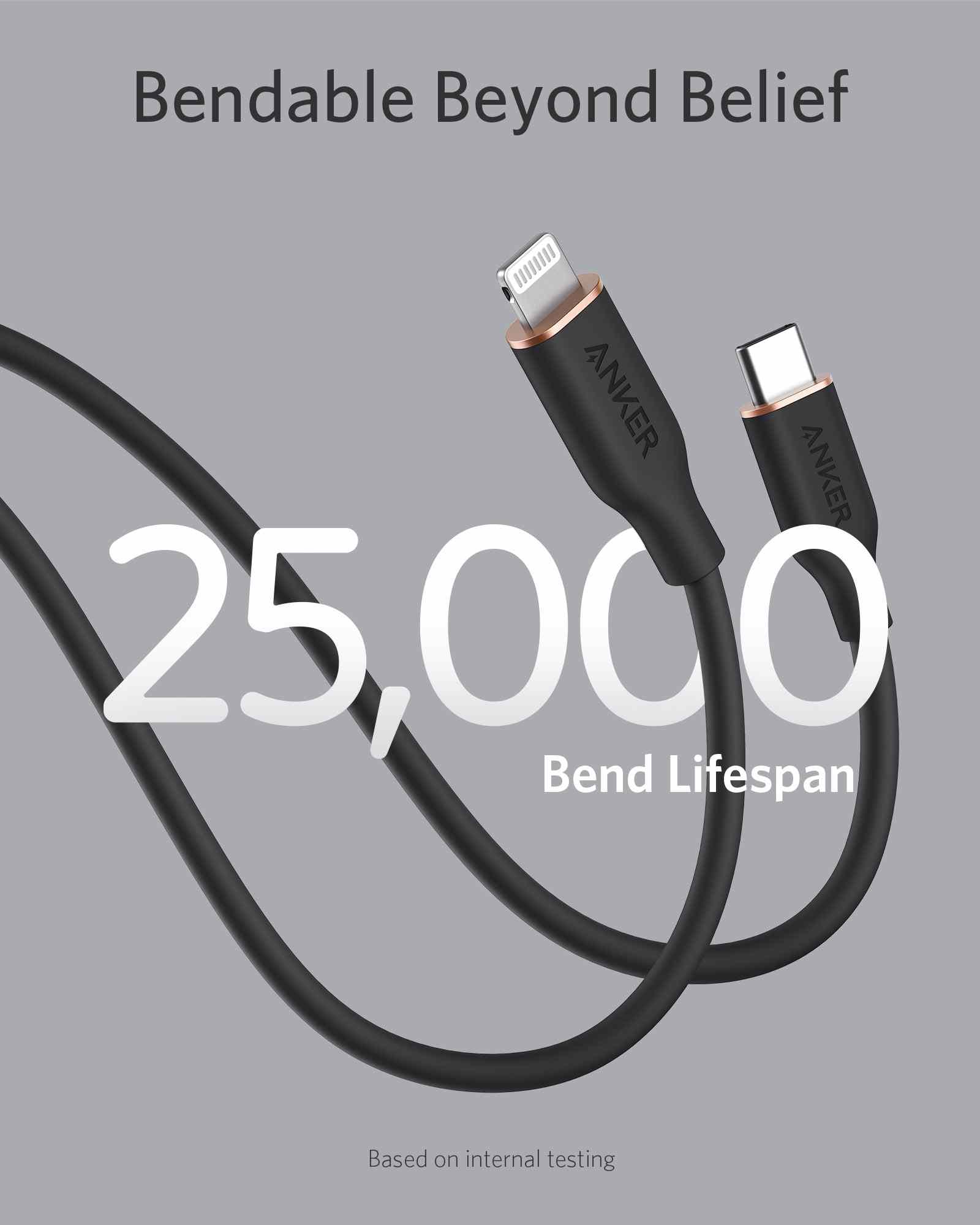Anker <b>641</b> USB-C to Lightning Cable (Flow, 3 ft Silicone)