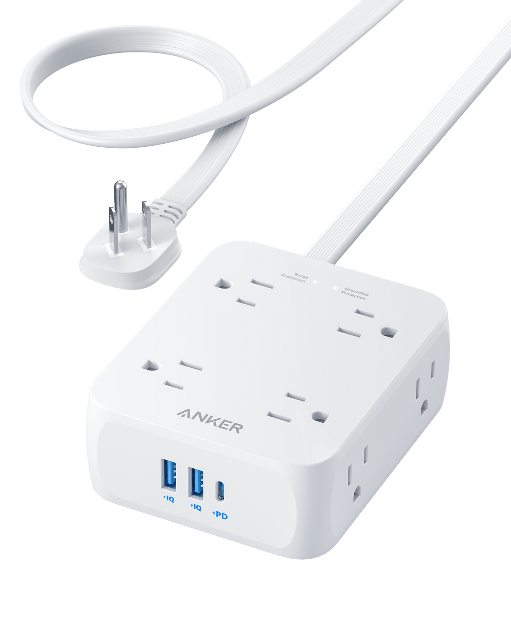 Anker 341 USB Power Strip with 8 outlets, 2 USB-A, and 1 USB-C port, surge protection, and compact design