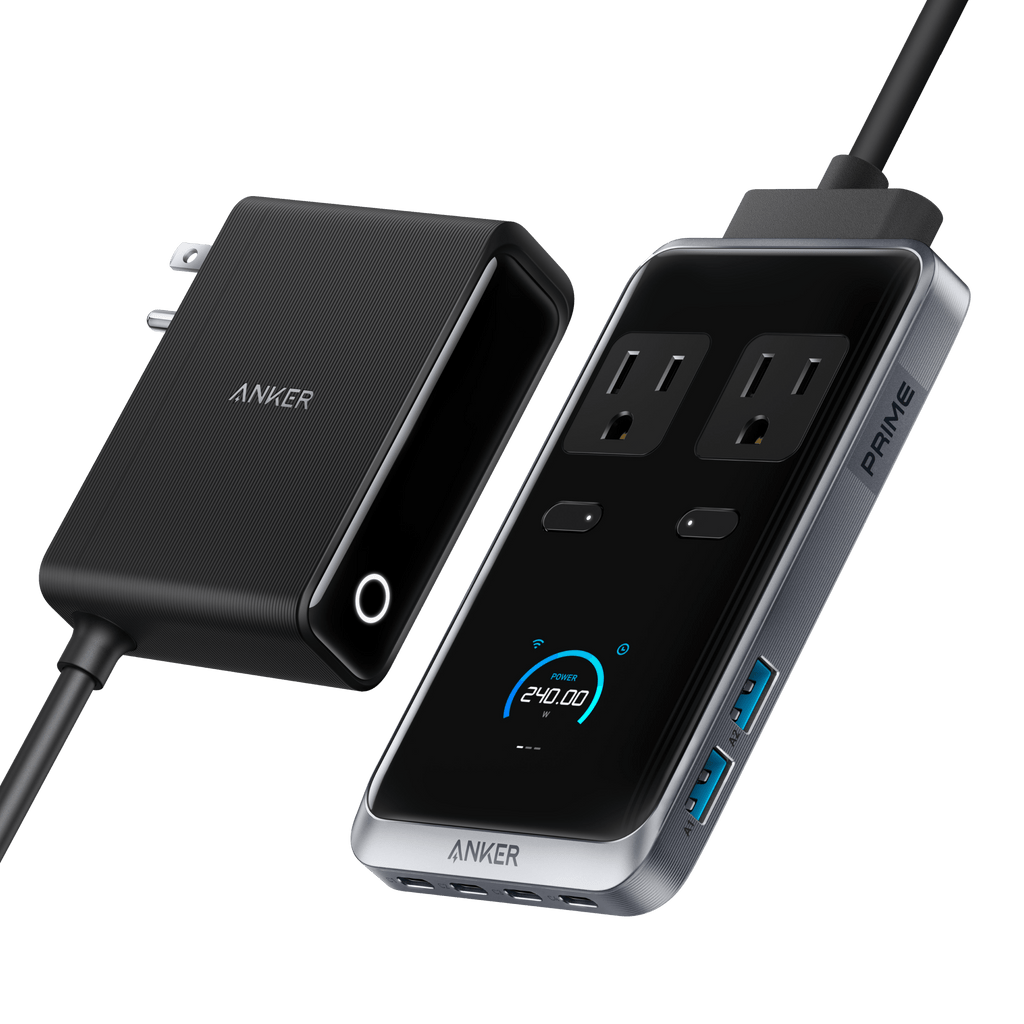 Anker Prime Charging Station 8-in-1 240W ultra-fast compact charger with 2 AC outlets, 4 USB-C ports, and 2 USB-A ports