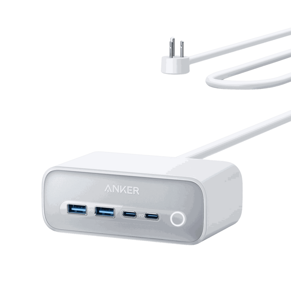 Anker 525 Charging Station with 3 AC outlets, 2 USB-C, and 2 USB-A fast charging ports with ActiveShield 2.0 safety technology