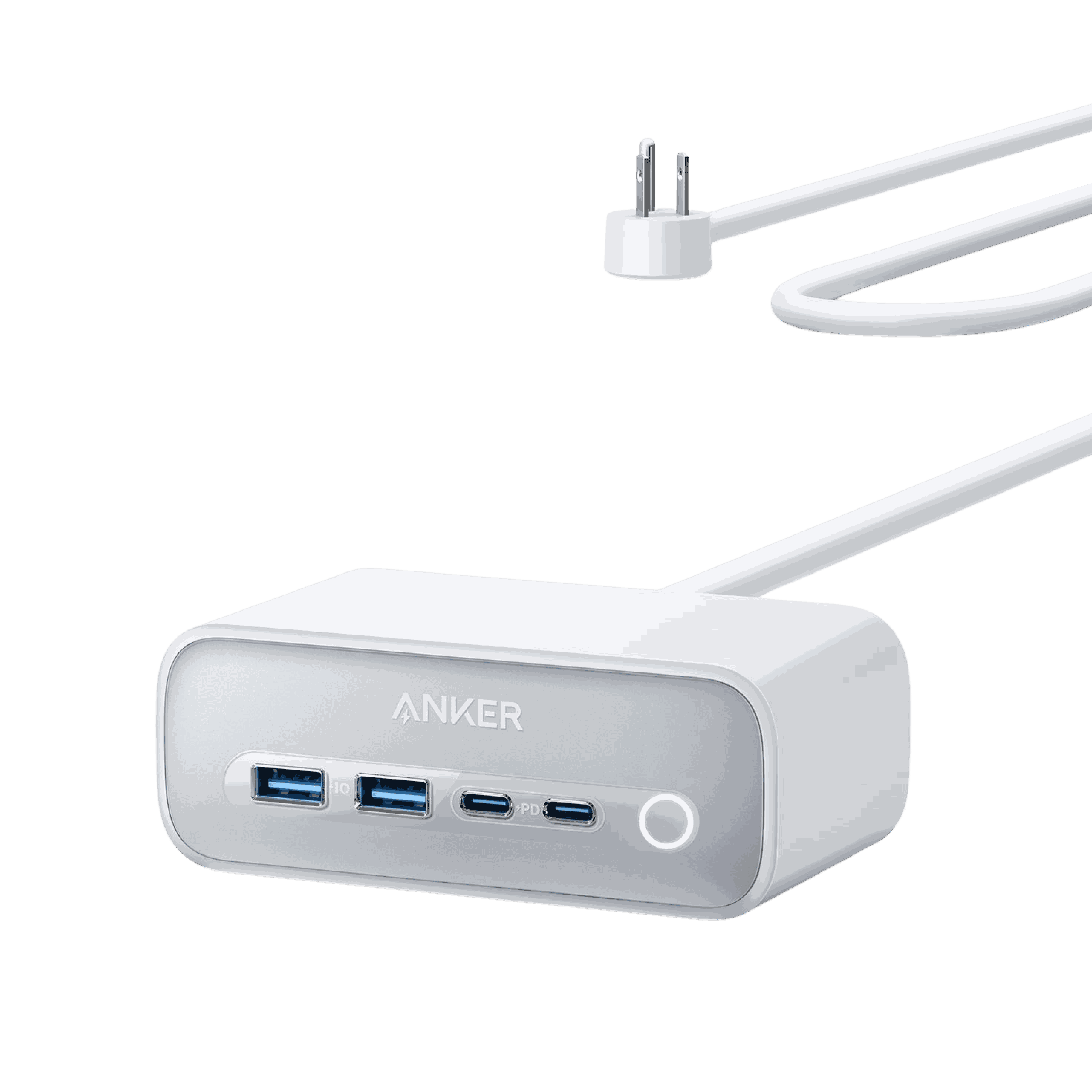 Anker 525 Charging Station with 3 AC outlets, 2 USB-C, and 2 USB-A fast charging ports with ActiveShield 2.0 safety technology