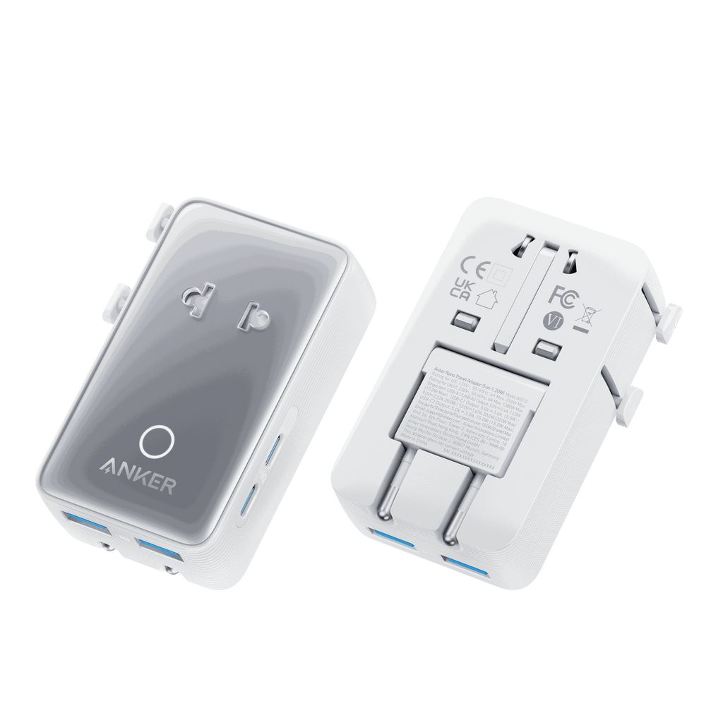 Anker Nano Travel Adapter 5-in-1 with universal plugs and 20W fast charging compact design