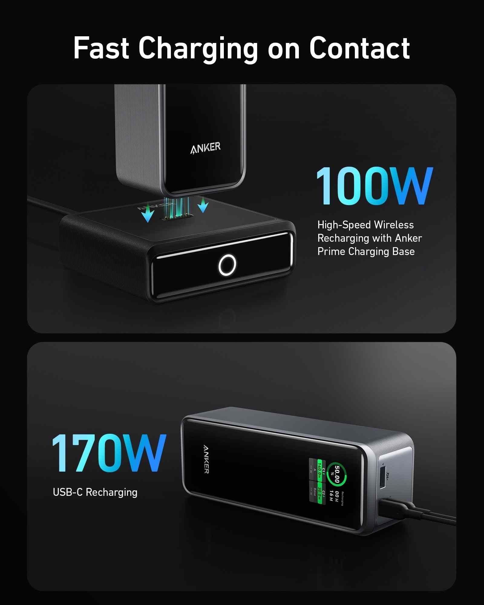 Anker Prime 27,650mAh Power Bank (250W) and 100W Charging Base
