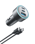 Anker 535 Car Charger 67W with three ports for simultaneous high-speed charging and compact design