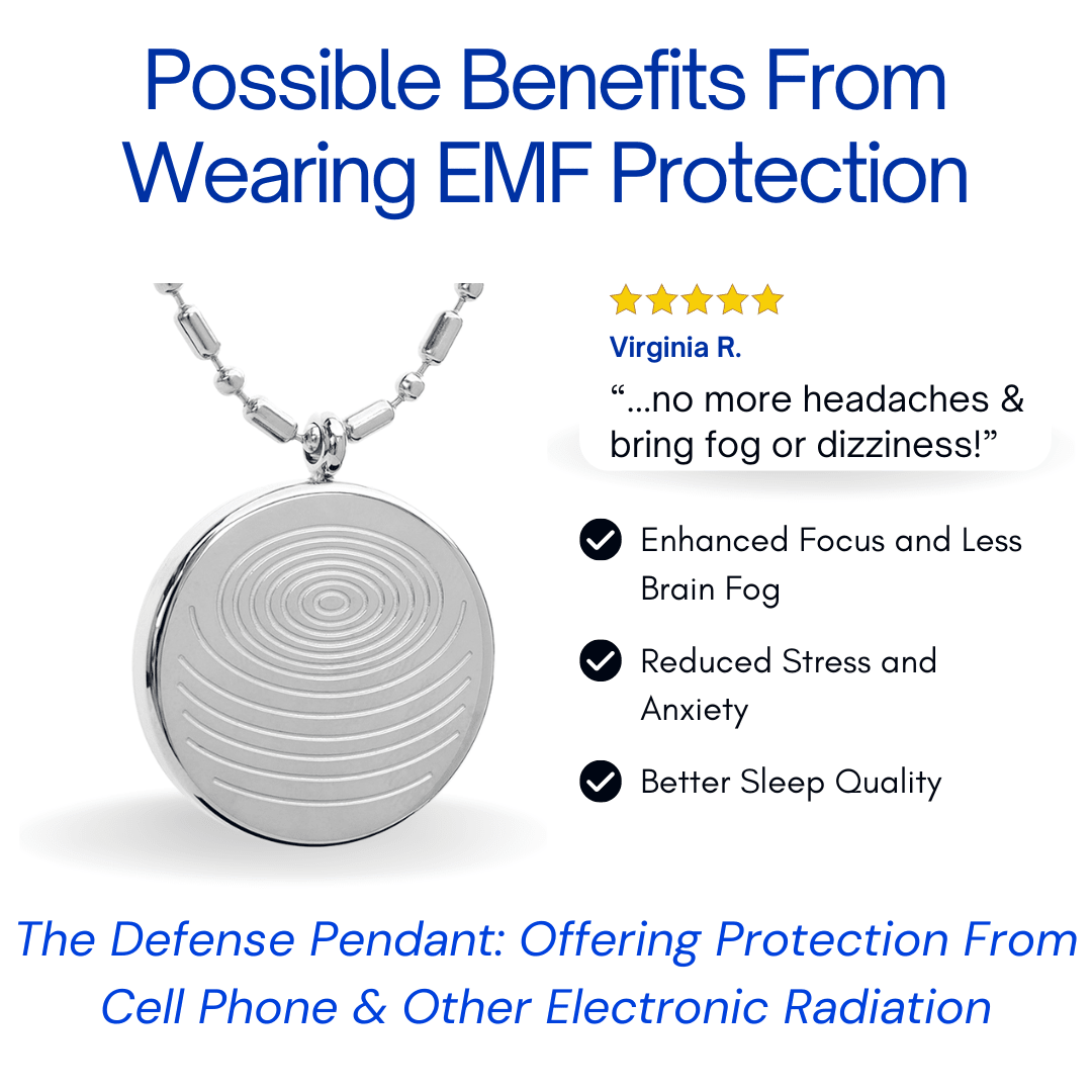 Defense Pendant with 36 minerals emitting negative ions for EMF protection, available in multiple colors and sizes