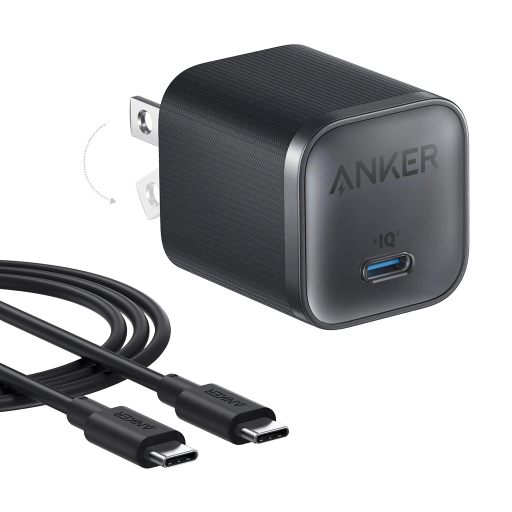 Anker Nano Charger 45W with USB-C cable compact fast charger for Samsung and Apple devices