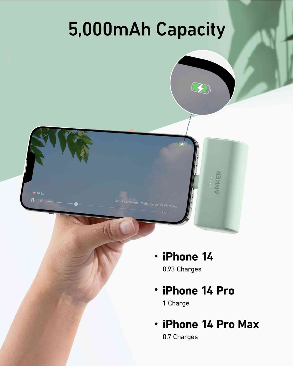 Anker Nano Power Bank (12W, Built-In Lightning Connector)