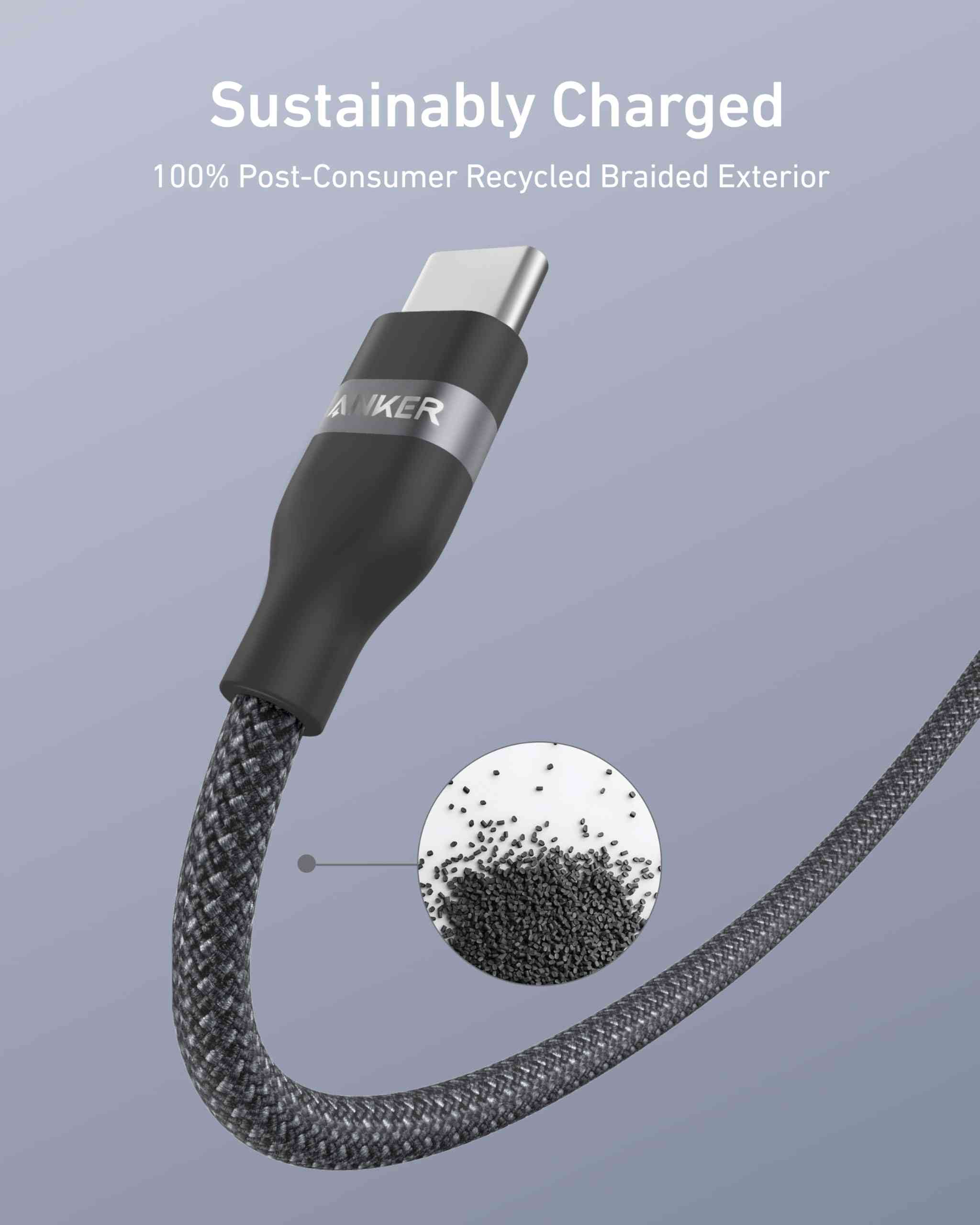 Anker USB-A to USB-C Cable (3 ft / 6 ft, Upcycled-Braided)