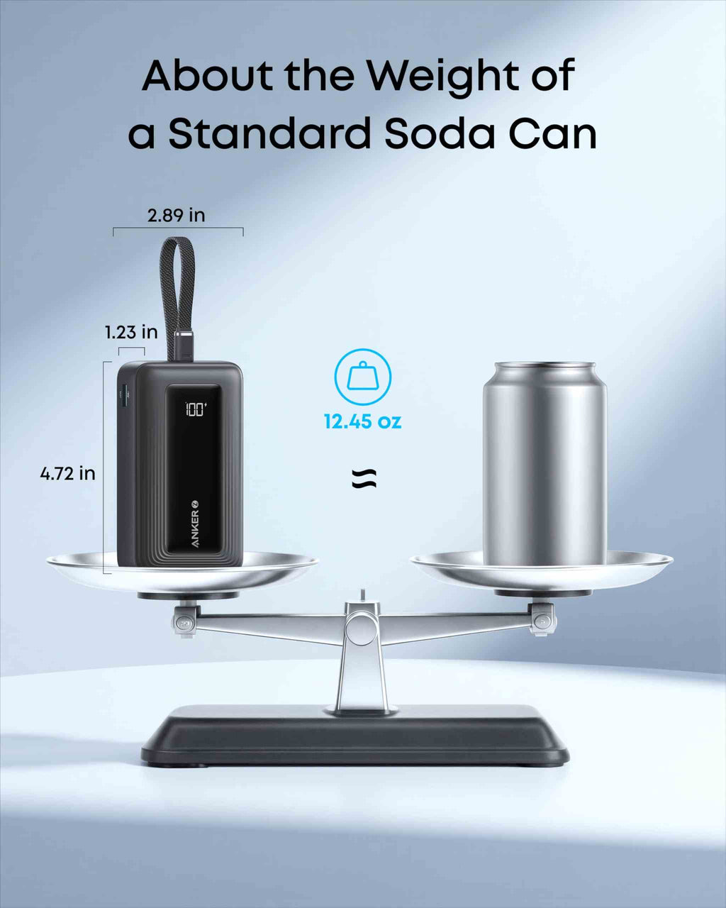 Anker Zolo Power Bank (10K, 30W) with a 5.4-inch (13.7 cm) built-in USB-C cable.